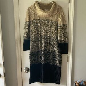 Studio One Beige Knit Sweater Dress